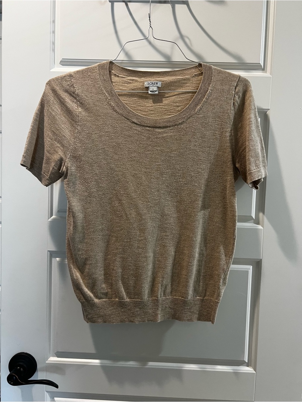 J. Crew Short Sleeve Crewneck Top in Beige Heather